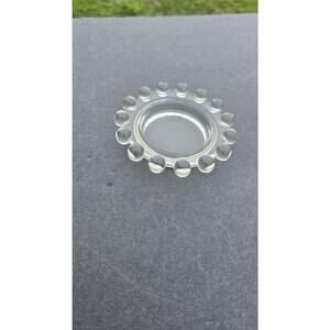 Vintage Clear Glass Candle Holder Ring Bubble Edge Mid Century Modern Decor 4.5"